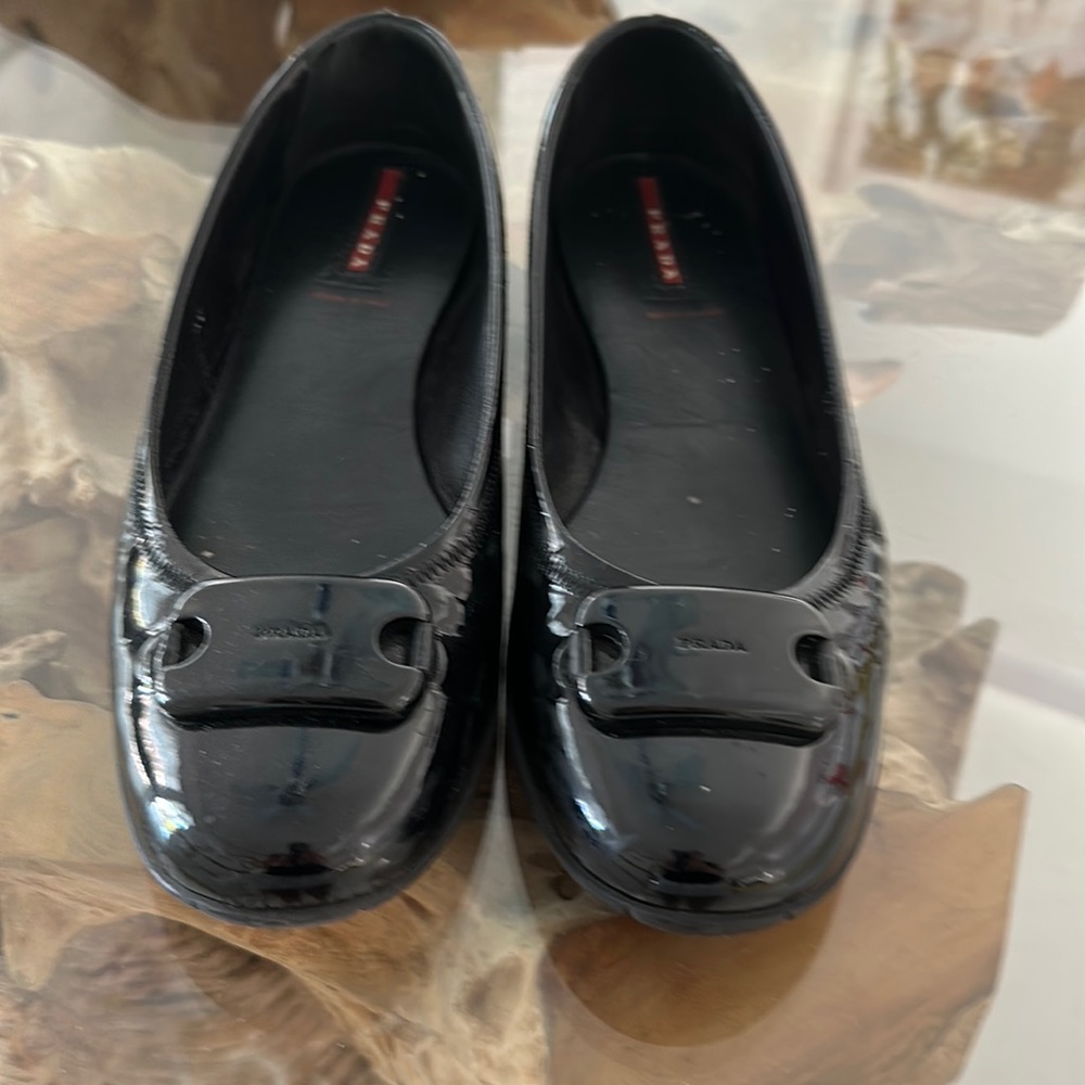 Prada patent leather black flats